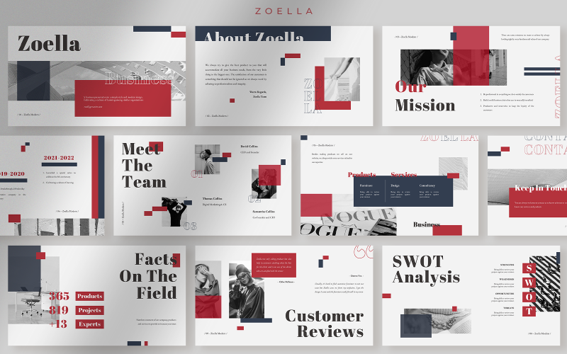 Zoella - Red Scarf Simple & Modern Business Presentation PowerPoint Template