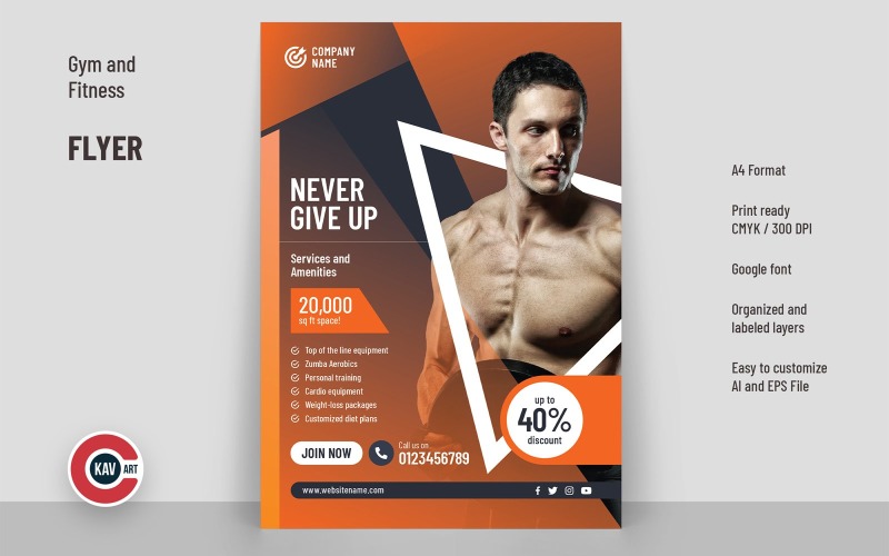 Gym and Fitness Flyer or Poster Template Corporate Identity