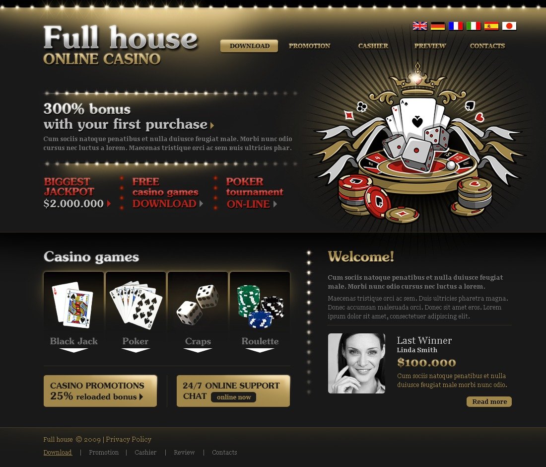 Online casino website templates