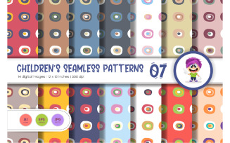 Cute Baby Seamless Patterns 07. Digital Paper. Vector