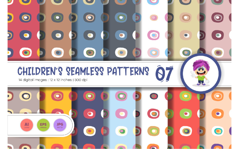 Cute Baby Seamless Patterns 07. Digital Paper. Vector Vector Graphic