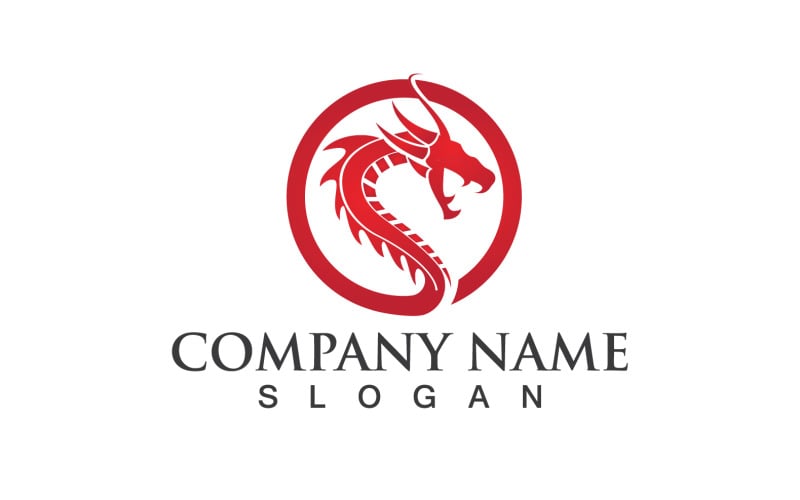 Dragon Head Red Logo And Symbol Vector V4 Logo Template
