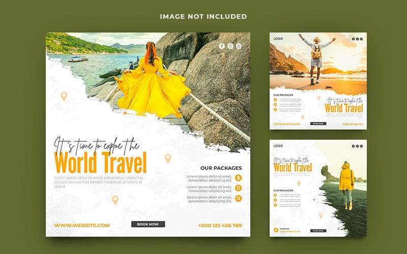 Travel & Tour Agency Promotion Instagram Post Banner Collections Templates Social Media
