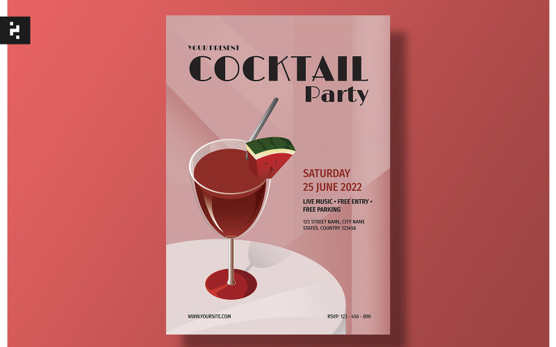 Cocktail Drink Party Flyer Template Corporate Identity