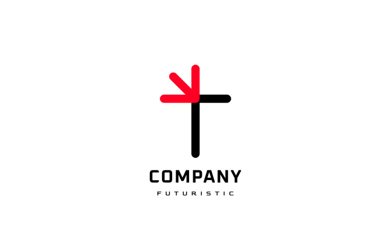 Letter T Red Arrow Tech Logo Logo Template