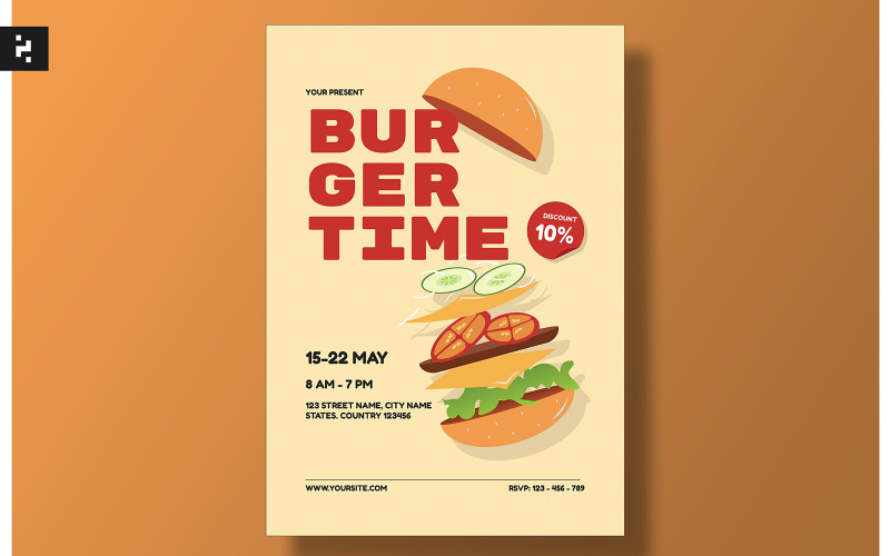 Burger Time Food Promotion Flyer Corporate Identity
