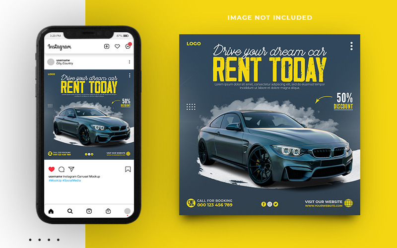 Rent Car Instagram Post And Web Banner Template Design Social Media