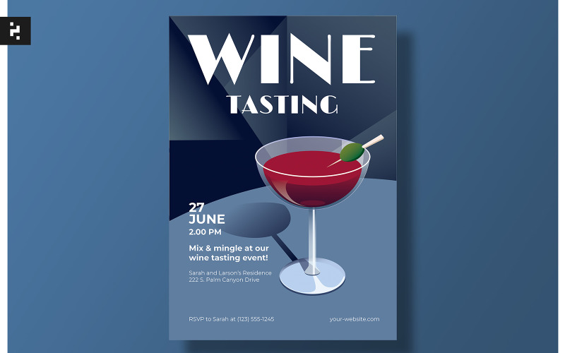 Wine Tasting Flyer Template - Art Deco Corporate Identity