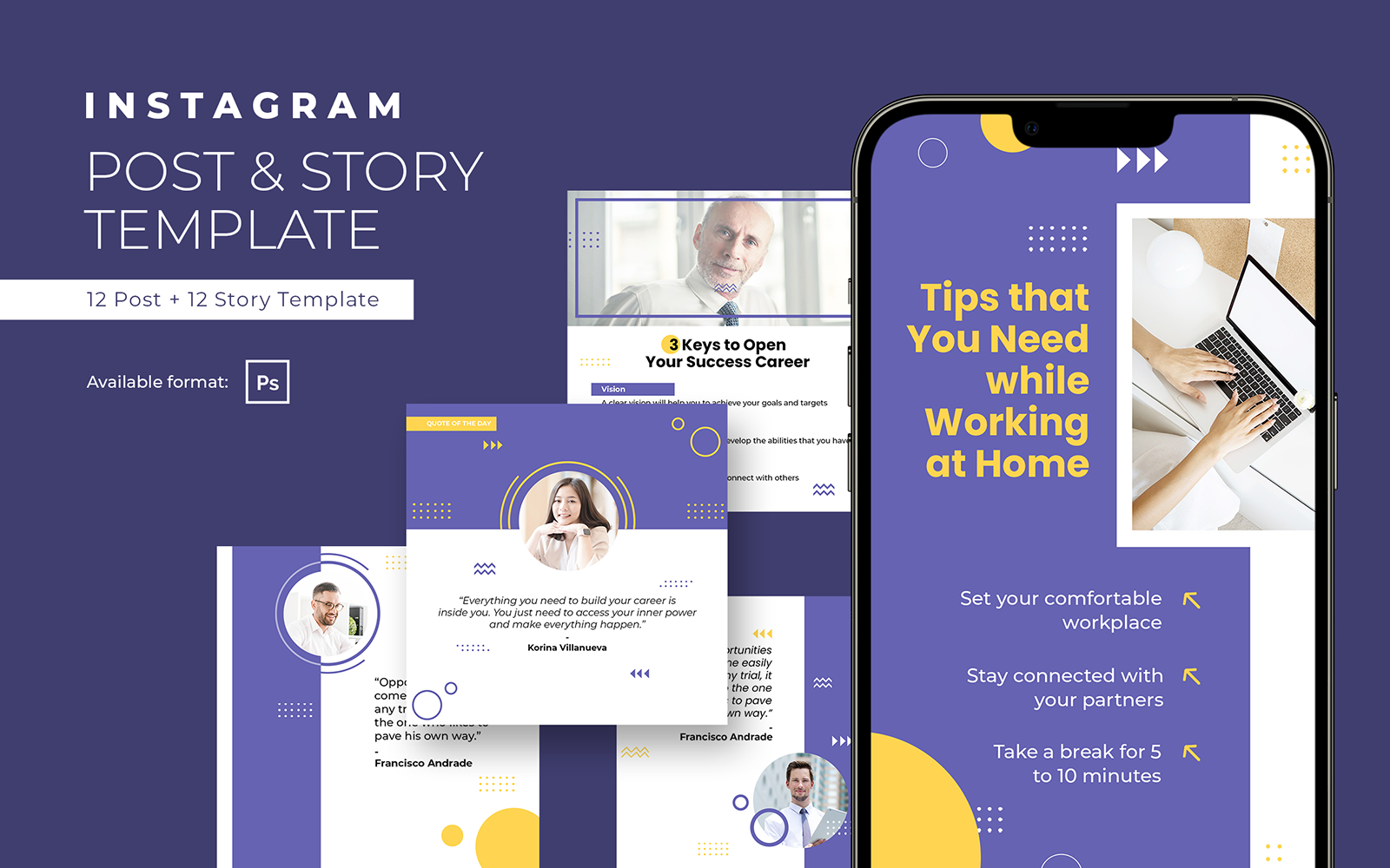 Blue Violet Modern Working Tips Instagram