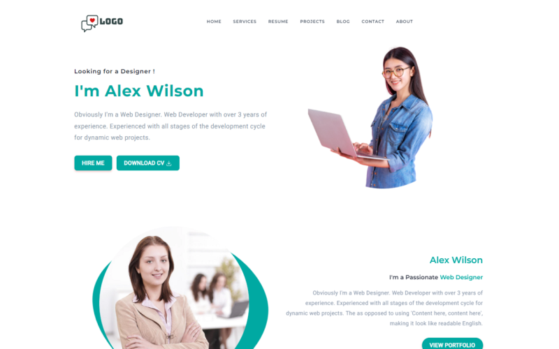 Alex - Personal Portfolio Website Landing Page Template