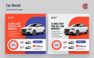 Car Rental Promotion Social Media Banner Set - 00230