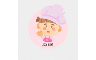 Free Cute Girl Chef Icon Logo Illustration