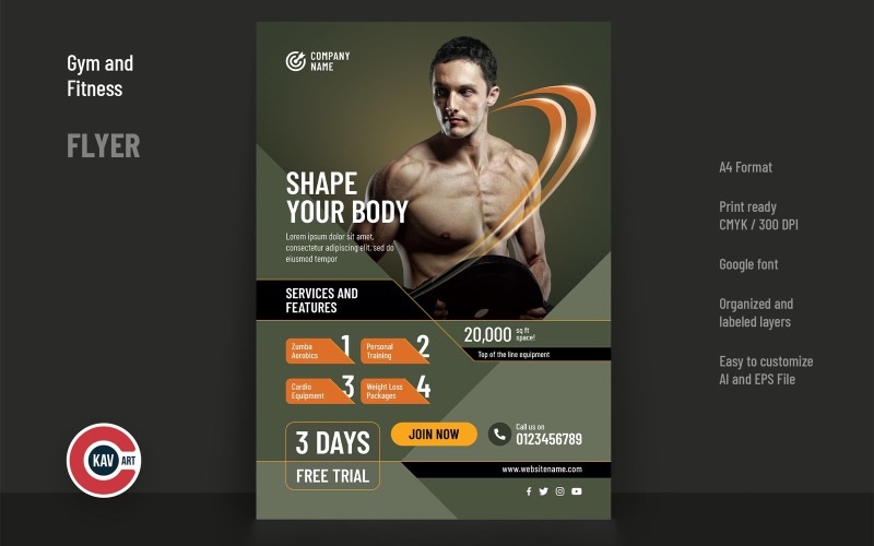 Gym & Fitness Product Flyer Template - 00232 Social Media
