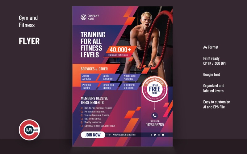 Gym and Fitness Product Flyer Template - 00233 Social Media
