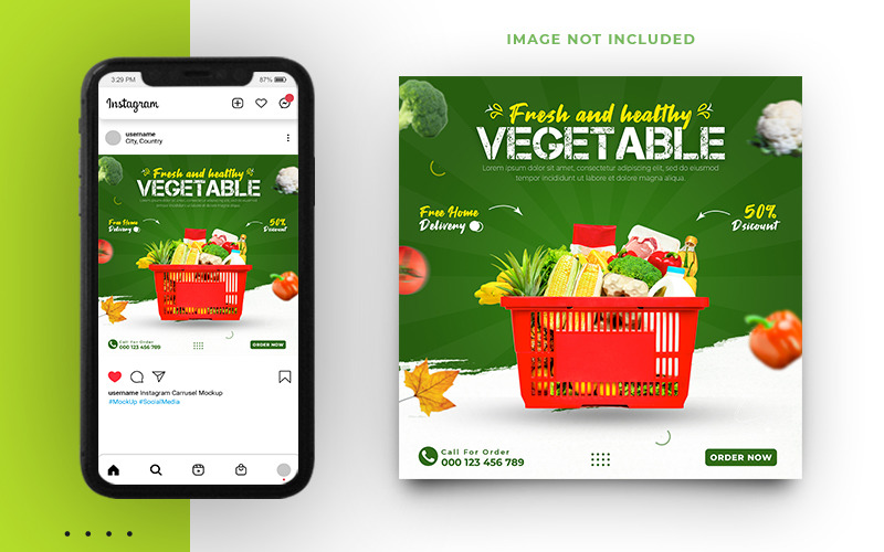 Vegetables And Fruits Social Instagram Media Post Banner Social Media