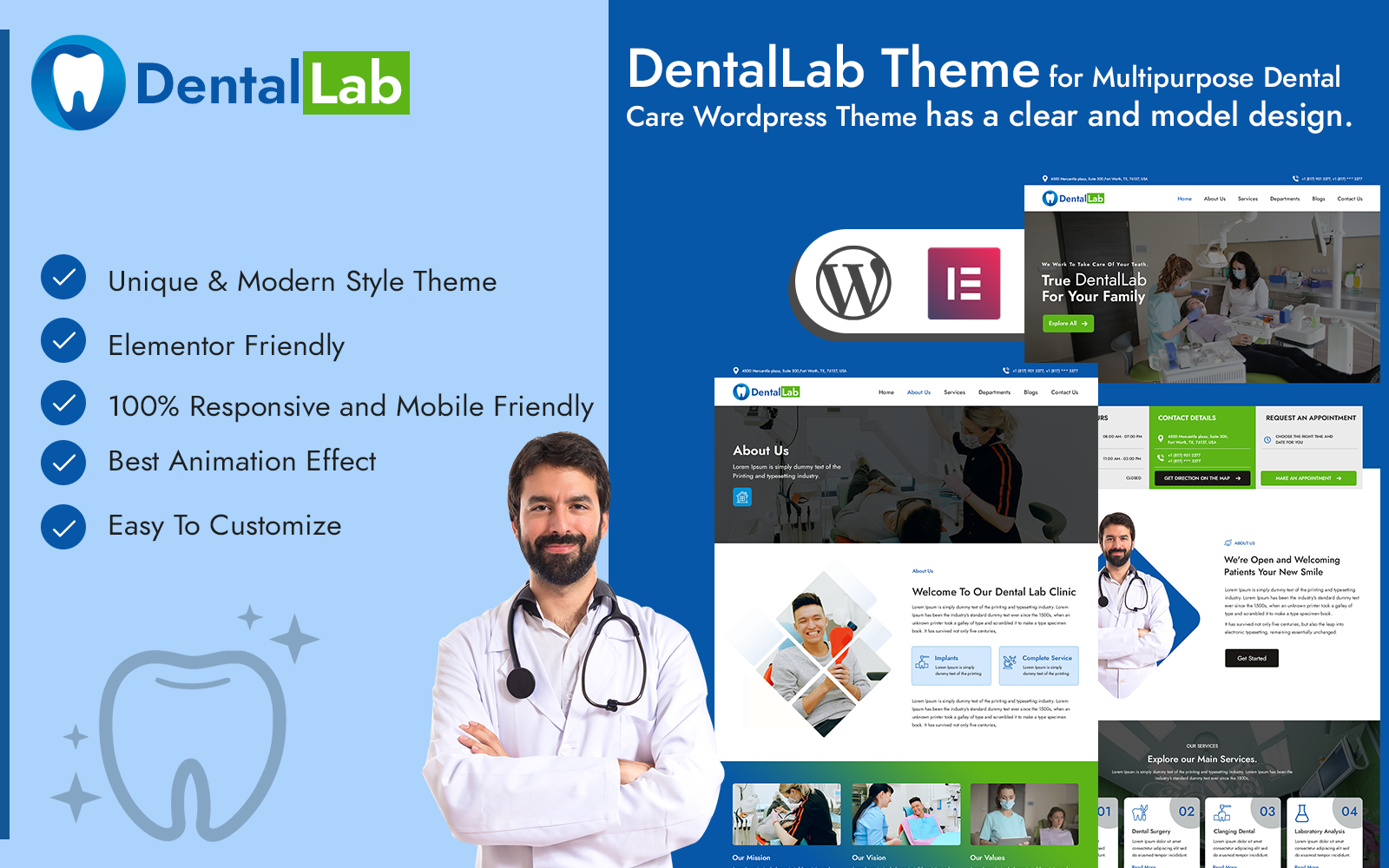 DentalLab Dental Care and Dental Clinic WordPress Theme