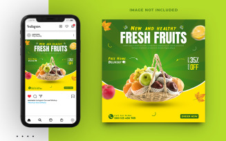 Fresh Vegetables And Fruits Instagram Social Media Post Banner Template