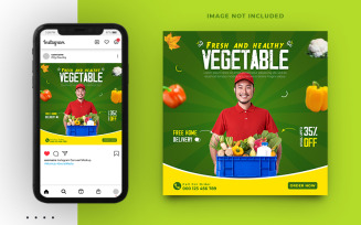 Fresh Vegetables And Fruits Social Media Post Banner