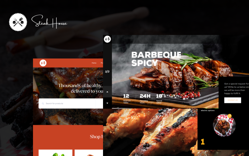 Steakhouse Restaurant Bakery Hotel Booking and Woocommerce Theme WordPress Theme
