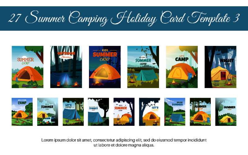 27 Summer Camping Holiday Card Template 3 Illustration