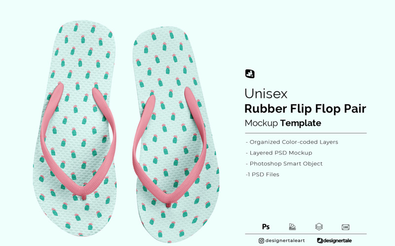 Unisex Rubber Flip Flop Pair Mockup Product Mockup
