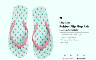 Unisex Rubber Flip Flop Pair Mockup