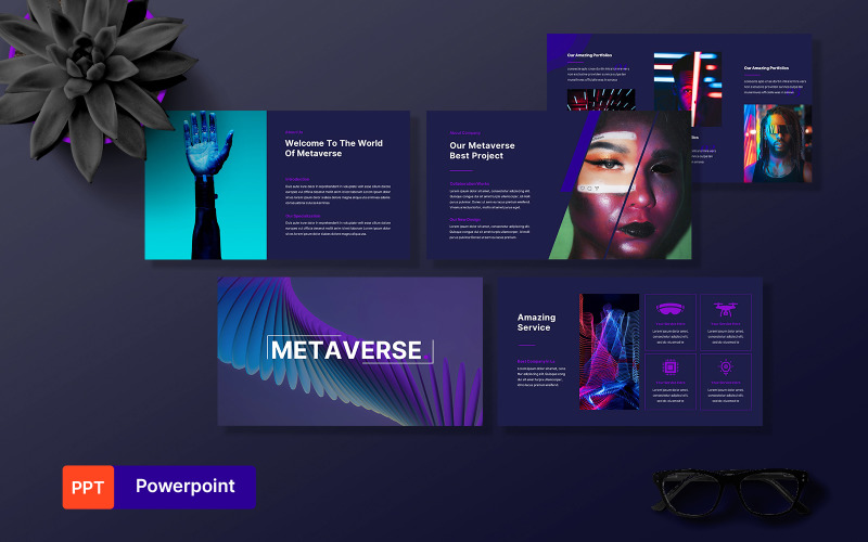 Metaverse And Virtual Reality Powerpoint PowerPoint Template