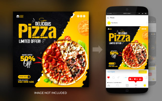 Social Media Spicy Burger Food Promotion Post And Instagram Banner Post Design Template
