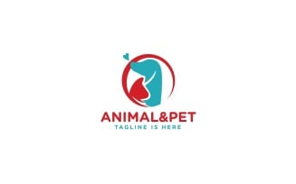 Animal & Pet Dog with heart Logo Template