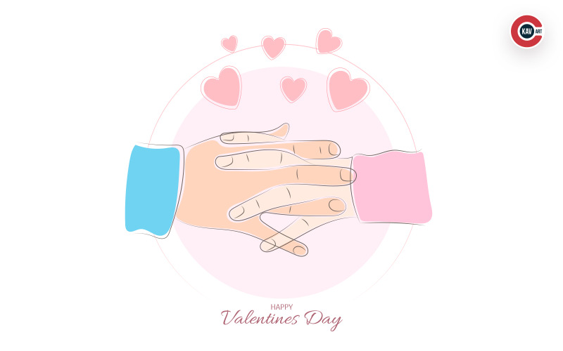 Couple Hands Together in Love Relationship Valentine's Day Banner Illustration