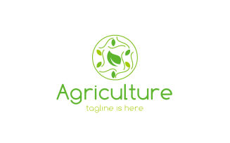 Green Leaf in Circle Agriculture Logo Template