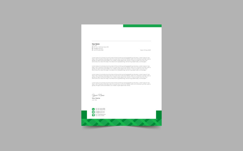 Green Modern Letterhead Pad Template Design Corporate Identity