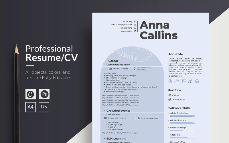 Professional Resume/CV Template Design Resume Template