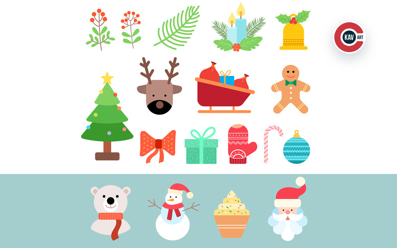 Set of Vector Christmas Elements Illustration