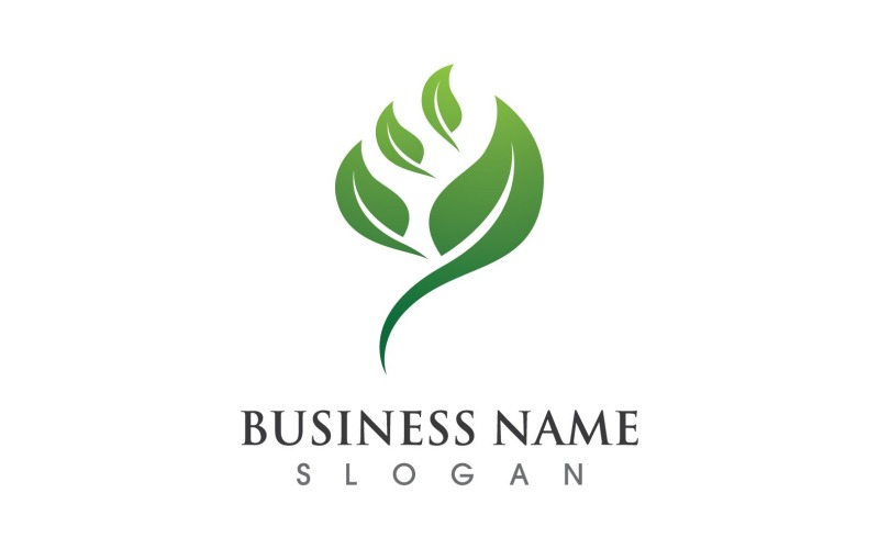 Green Eco Leaf Tree Logo Vector V4 Logo Template