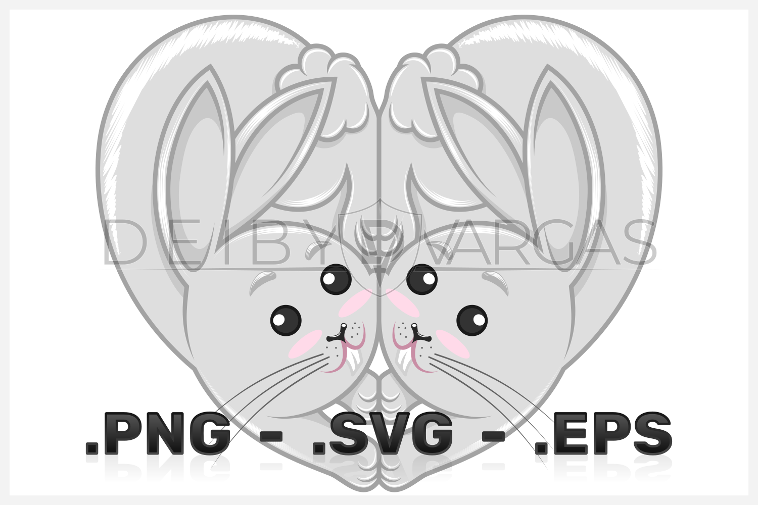 Vector Design Of Rabbits In The Shape Of A Heart