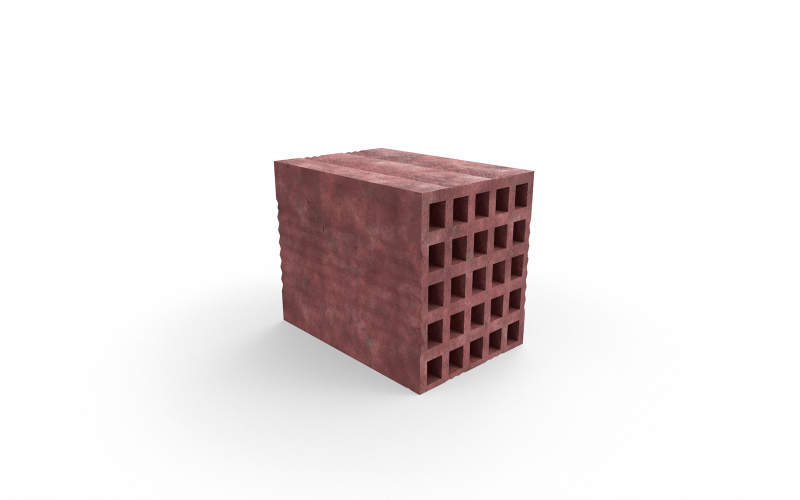 Red Briquette Brick Low-poly 3D model Model