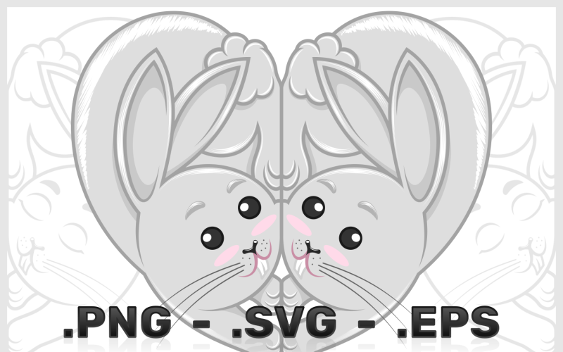 Vector Design Of Rabbits In The Shape Of A Heart Vector Graphic