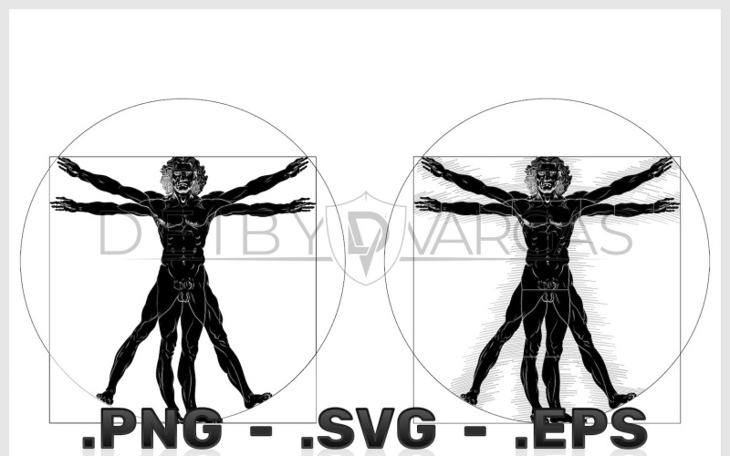 Black And White Vitruvian Man Vector Design Vector Graphic