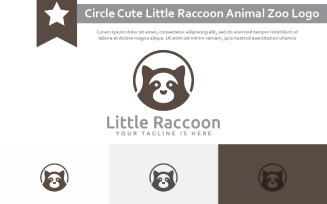 Circle Cute Little Raccoon Animal Zoo Logo