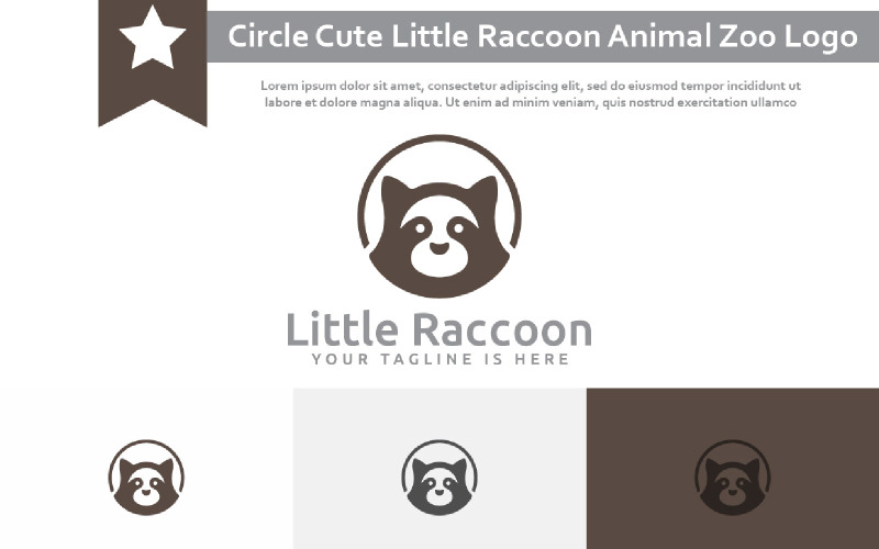 Circle Cute Little Raccoon Animal Zoo Logo Logo Template