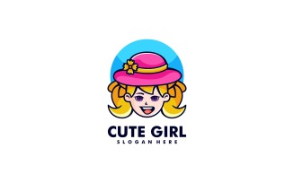 Cute Girl Mascot Cartoon Logo