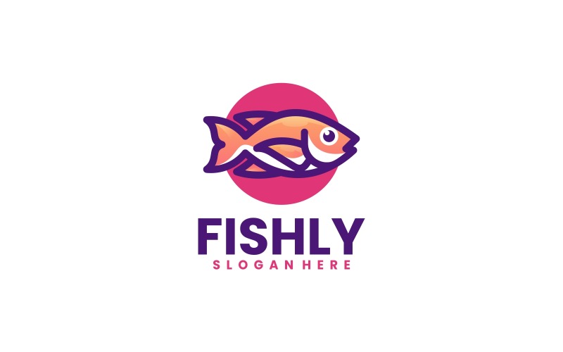 Fish Simple Mascot Gradient Logo Logo Template