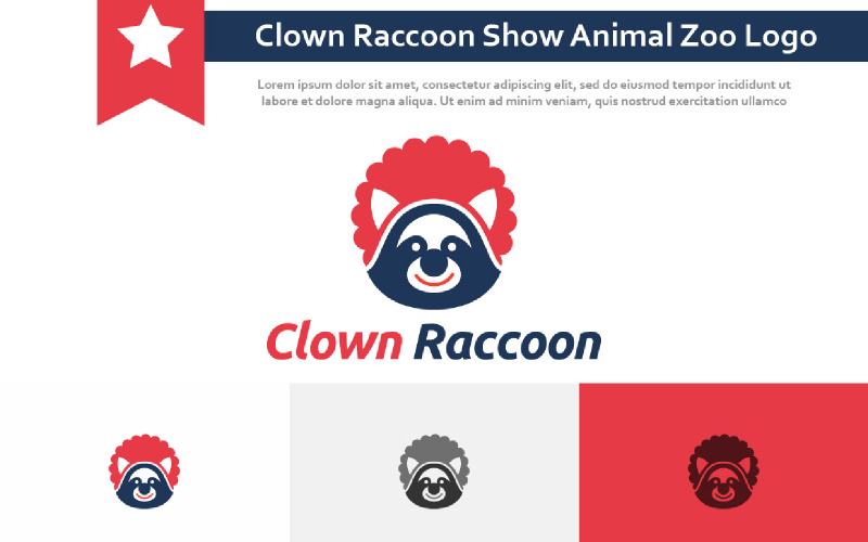 Fun Happy Clown Raccoon Show Animal Zoo Logo Logo Template