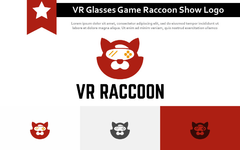 Fun VR Glasses Game Raccoon Show Animal Logo Logo Template