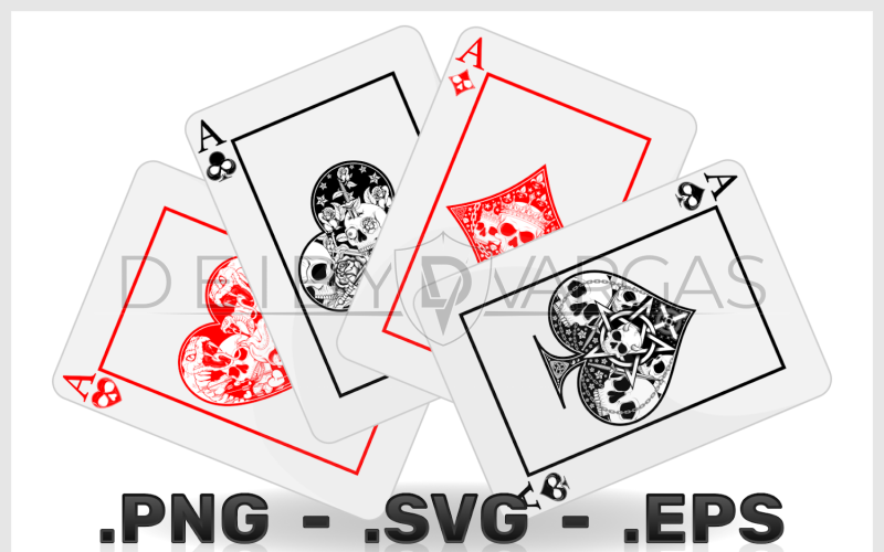 Vector Design Of Poker Cards With Skulls Vector Graphic