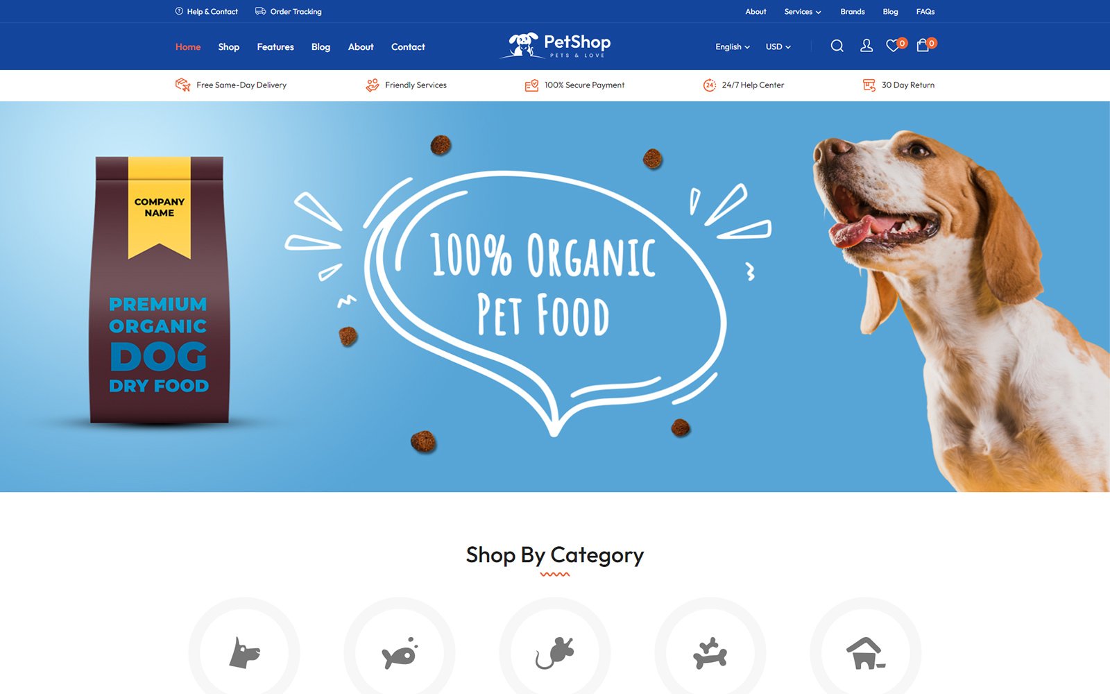 Plantilla para magento - Categoría: Animales y mascotas - versión para Desktop