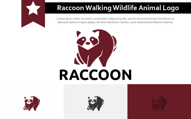 Raccoon Walking Jungle Forest Wildlife Animal Logo Logo Template