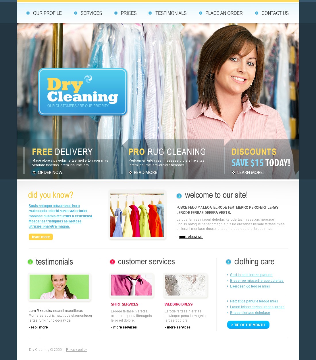 Dry Cleaners Website Template 25963