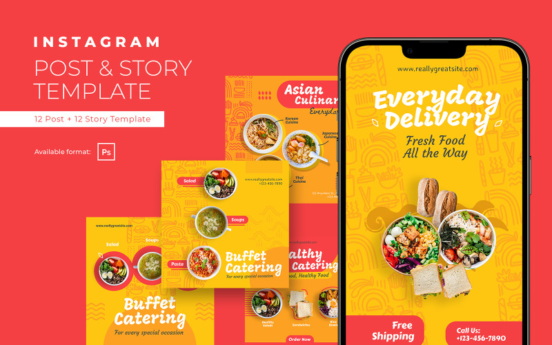 Colorful Abstract Pattern Food Catering Promotion Instagram Social Media